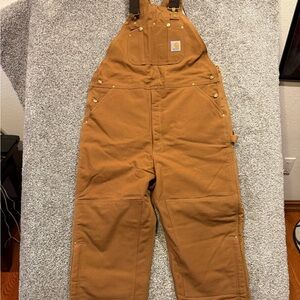 Carhartt Quilted Insulated Duck Bib Overalls Mens 42x34 Double Knee R02 BRN USA‎